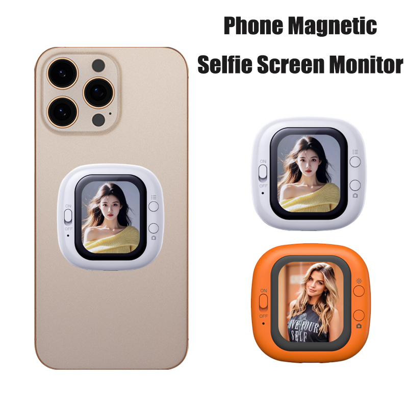 Photography Zoom - スマホミニ自撮りモニター画面 有線マグネット式マウント Vlog スマートフォン背面カメラ自撮り Vlog撮影 ビデオ録画用