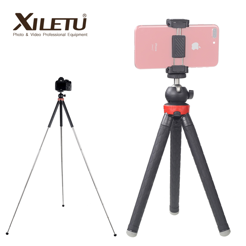 Camera Tripod Carbon - XILETU XS-110 ポータブル三脚スタンド旅行屋外ライブ自撮り棒三脚 W Bluetooth リモコン