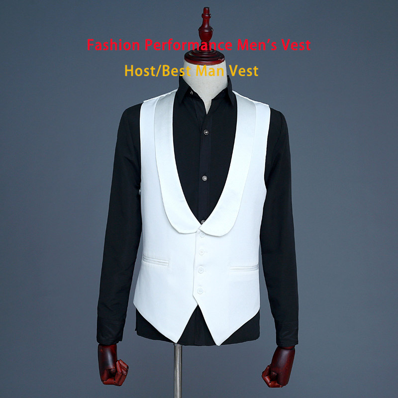 Photography Vest - 2025年 ホワイト ファッション グリーンフルーツカラー パフォーマンスベスト メンズ、ブラック