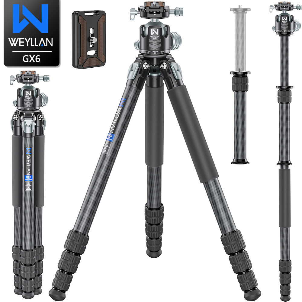 Camera Tripod Carbon - Weyllan-カメラ用カーボンファイバー三脚、頑丈、10層、ボールヘッド付きチューブ、gx6最大負荷20kg、69インチ