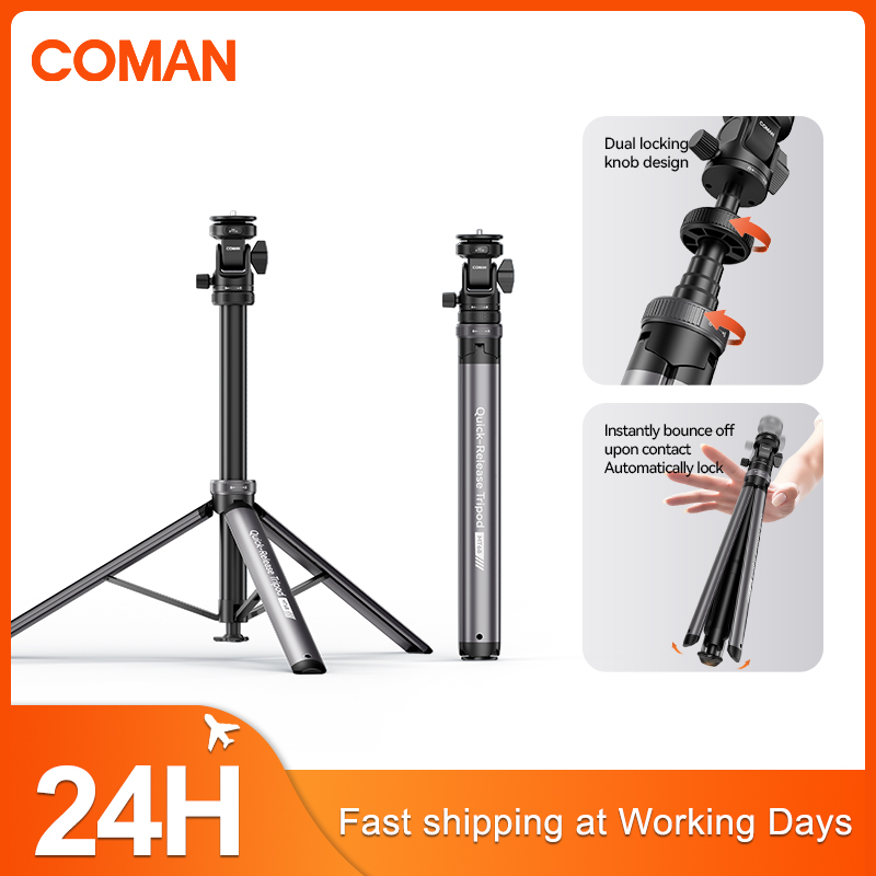 Photography Zoom - COMAN MT68 ワンクリックポップアップクイックリリースライトスタンド 写真撮影用ライト DSLRカメラ三脚 7段伸縮
