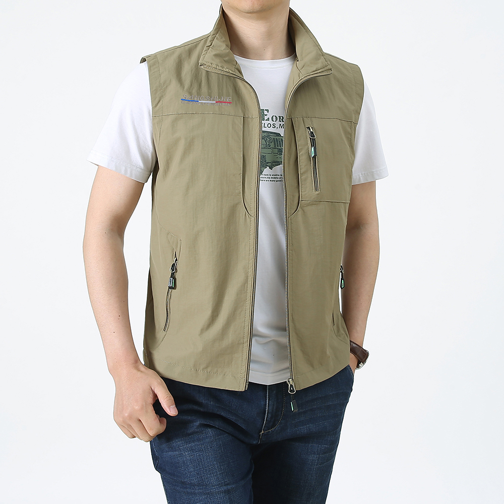 Photography Vest - 春、夏、秋、ベスト、メンズカジュアルスタンドカラー、マルチバッグワークウェア、アウトドア写真撮影、釣り、キャミソール、オーバーサイズV