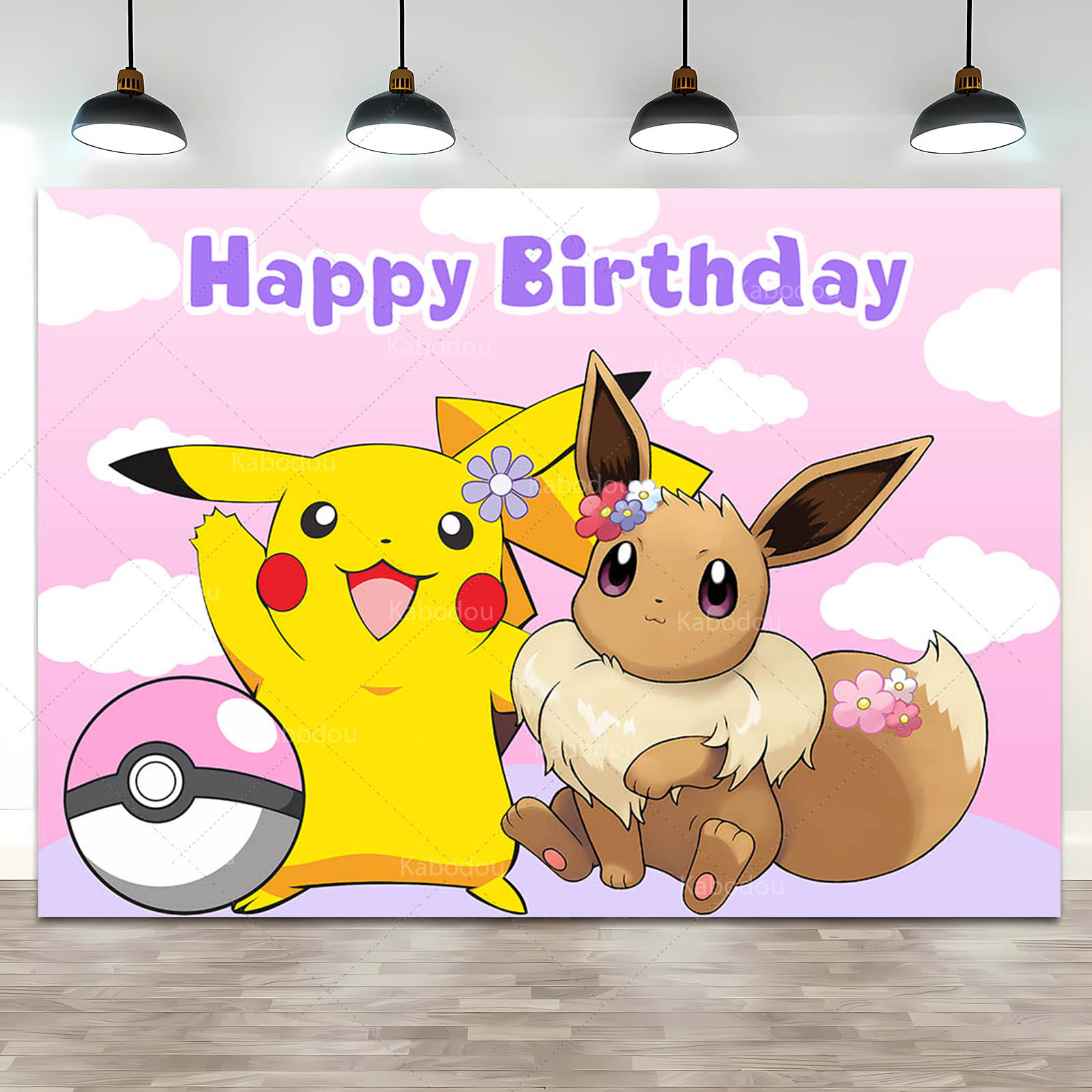 ポケモンの誕生日パーティーの背景,ピンクのプリンセス,女の子 - Photography Composition のレビューと価格