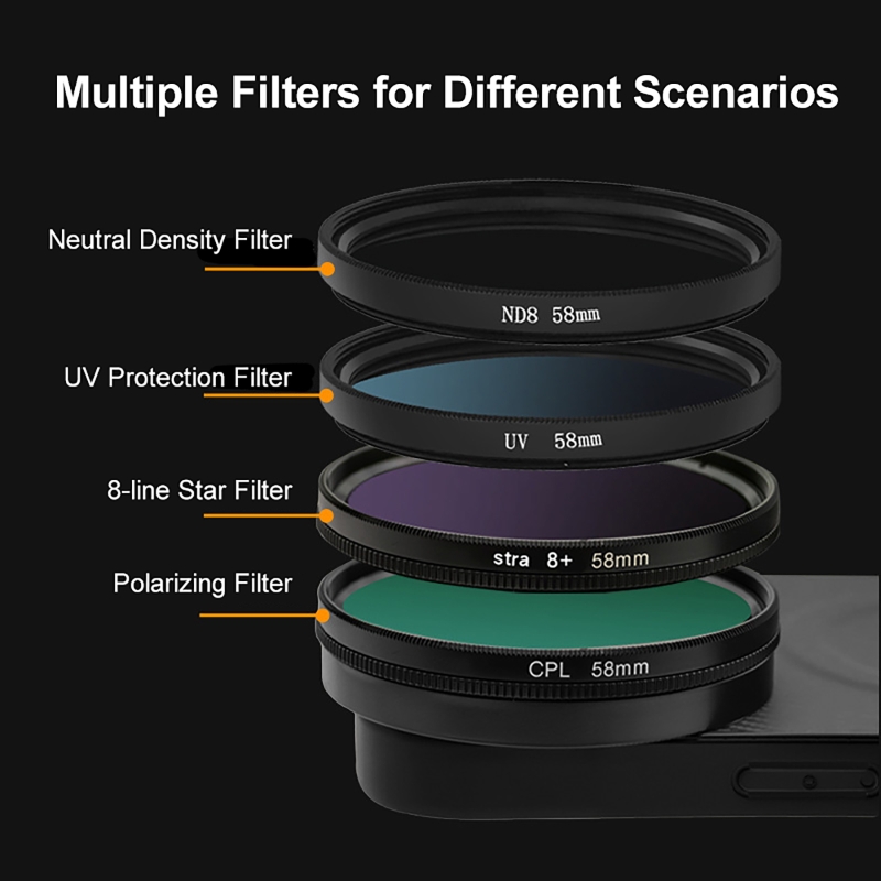 4 in 1 レンズ 58mm 携帯電話フィルターキット C - Nd Filter Set のレビューと価格