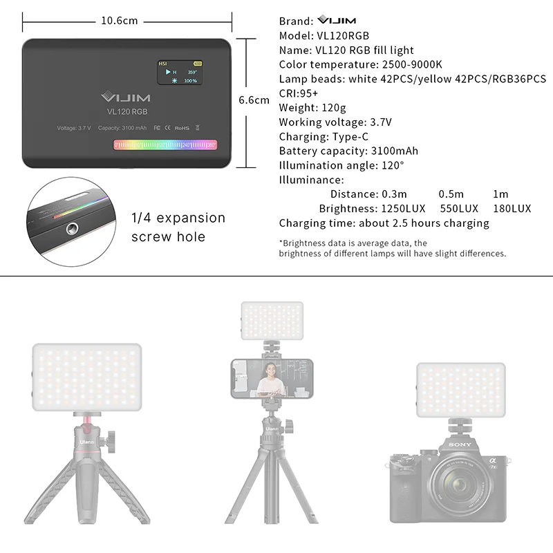 2026 New120 RGBポケットフィルライトカメラユニ - Photography Lighting のレビューと価格