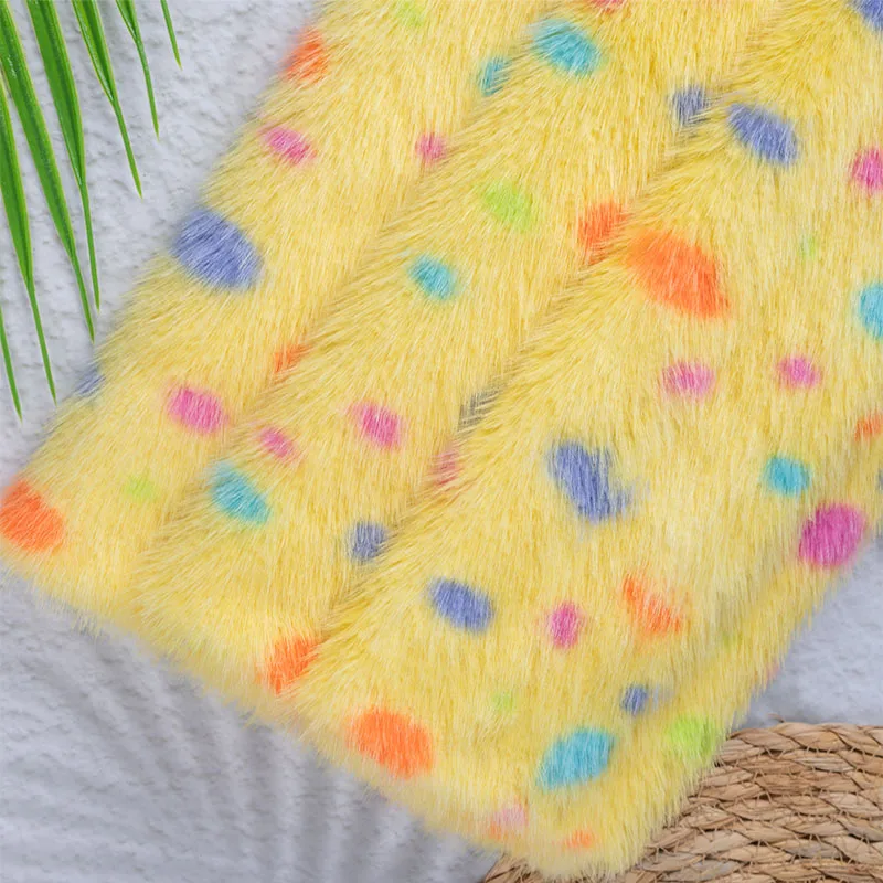 イミテーションミンクプリント生地黄色ドットハイローパイルDI - Photography Yellow のレビューと価格