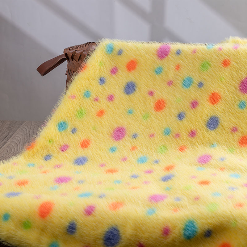 イミテーションミンクプリント生地黄色ドットハイローパイルDI - Photography Yellow のレビューと価格