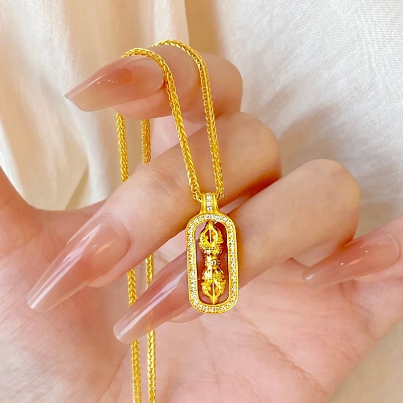 女性用24KゴールドAU999純金ダイヤモンド付きヴァジュラ - Photography Yellow のレビューと価格