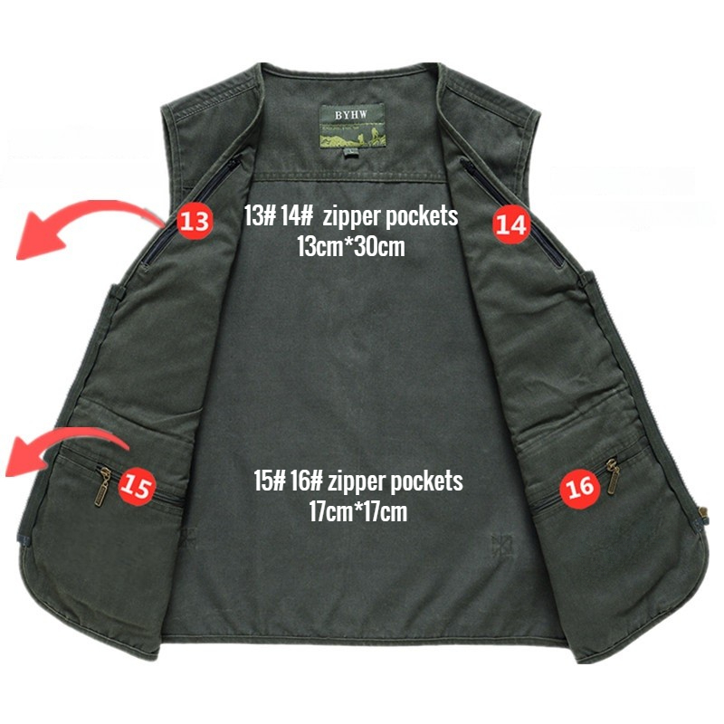 マルチポケットメンズベストジッパーノースリーブジャケット男性 - Photography Vest のレビューと価格