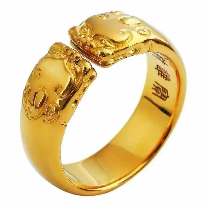 貔貅オープンリング カップル用 24Kゴールド AU999  - Photography Yellow のレビューと価格