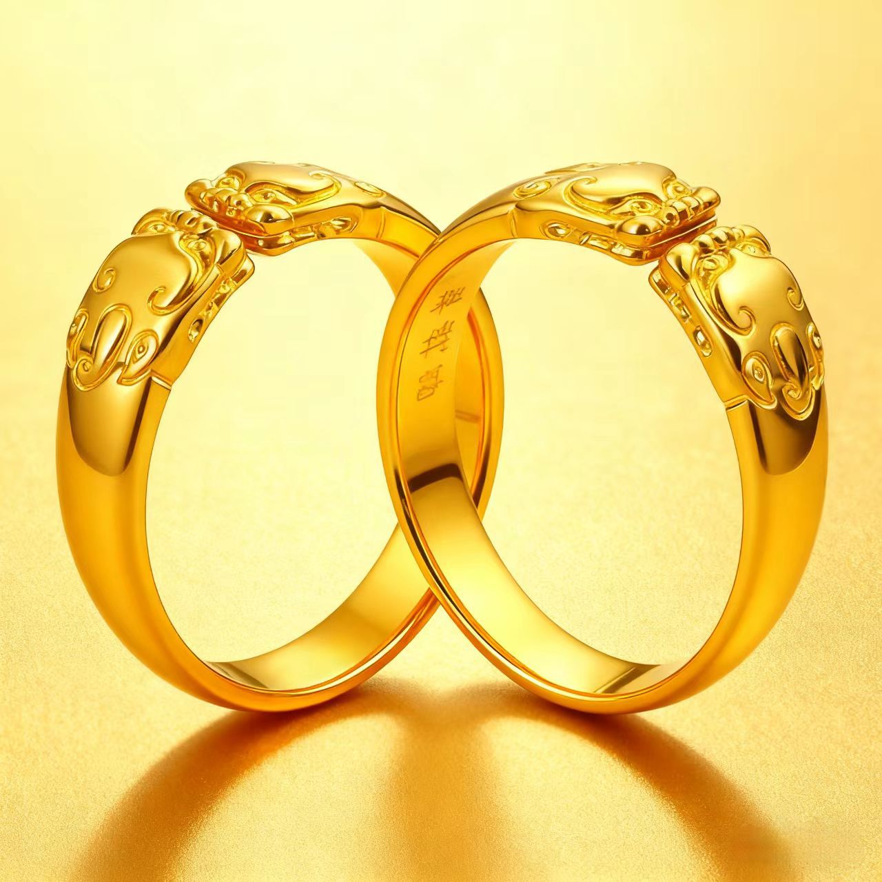 貔貅オープンリング カップル用 24Kゴールド AU999  - Photography Yellow のレビューと価格