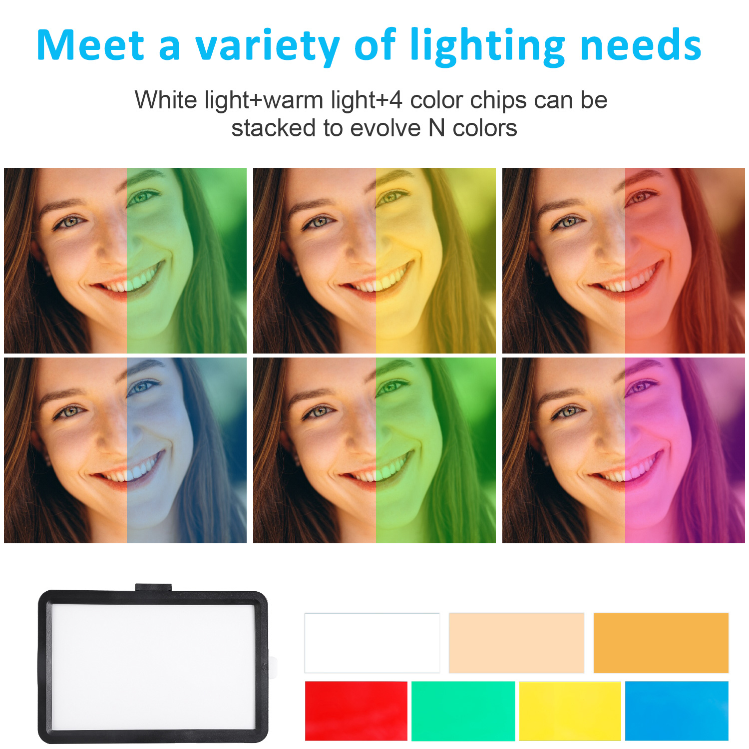 8インチ角型LEDフィルライト、43インチ調整可能なスタンド - Photography Zoom のレビューと価格