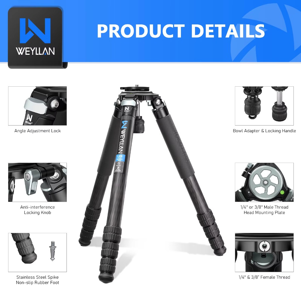 WEYLLAN LX9 カーボンファイバー三脚カメラ用ヘビー - Camera Tripod Carbon のレビューと価格