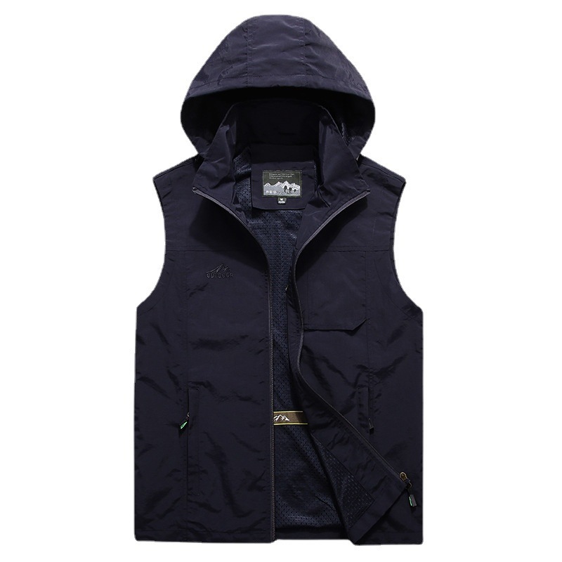 男性屋外フード付き取り外し可能なカーゴベスト男性の写真撮影ノ - Photography Vest のレビューと価格