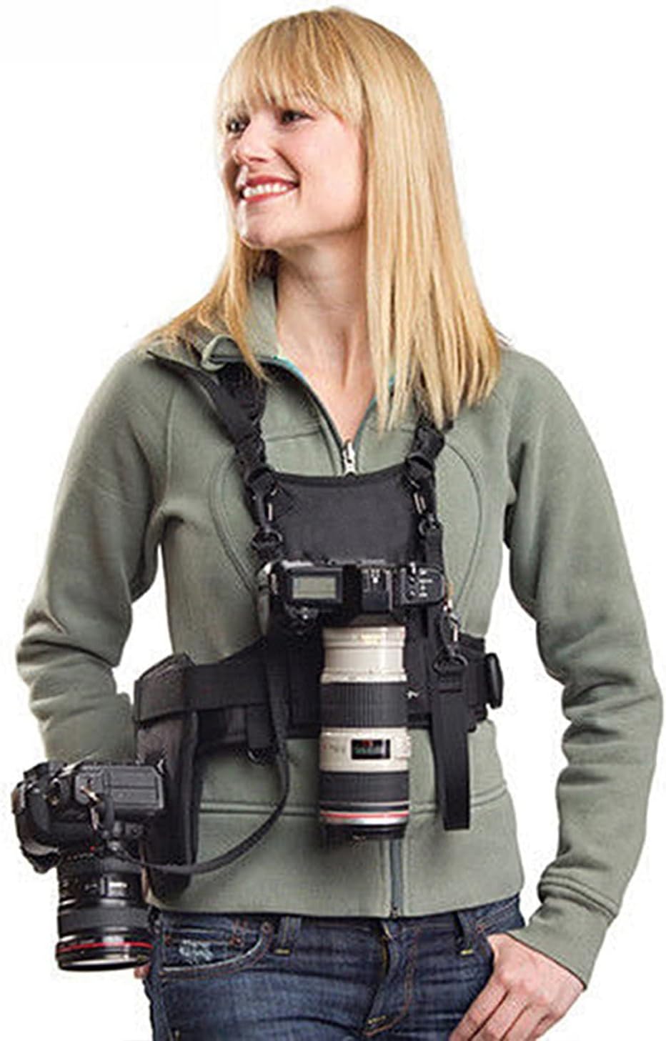 運ぶ2デジタル一眼レフカメラダブルショルダーストラップ、胸ハ - Photography Vest のレビューと価格