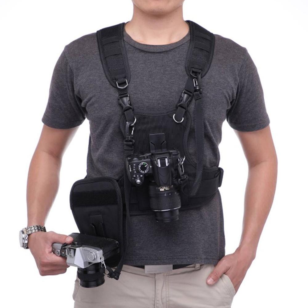 運ぶ2デジタル一眼レフカメラダブルショルダーストラップ、胸ハ - Photography Vest のレビューと価格