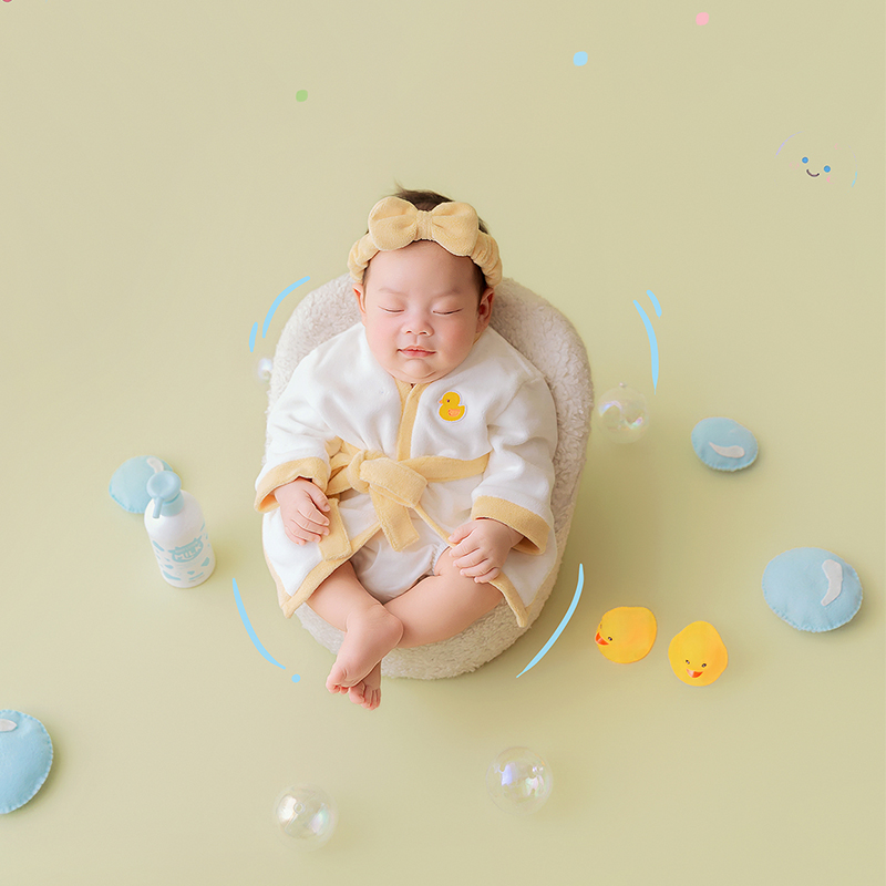 バブルバス浴槽をテーマにした新生児写真撮影用小道具、黄色いヘ - Photography Yellow のレビューと価格